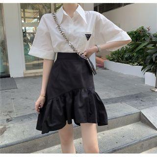 Short-sleeve Plain Shirt / Mini Skirt