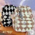 Faux Shearling Argyle Print Backpack