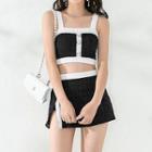 Pearl Tank Top Swimsuit +split Skirt- Set Of 3