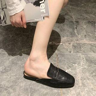Croc Grain Flat Mules