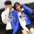 Couple Matching Color Block Printed Hoodie