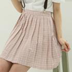 Accordion-pleat Plaid Skirt One Size