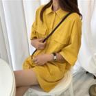 Pocketed Elbow-sleeve Playsuit Yellow - One Size