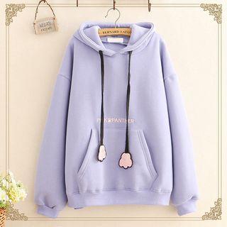 Paw-detail Embroidered Fleece-lined Hoodie
