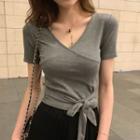 Short-sleeve Bow-front T-shirt