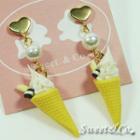 Sweet Mini Vanilla Ice-cream Pearl Heart Earrings