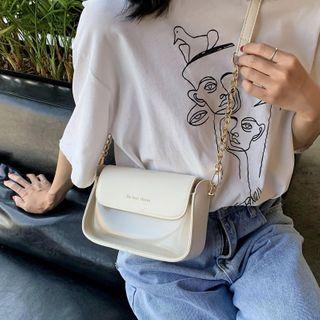 Pvc Panel Faux Leather Crossbody Bag