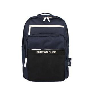 Couple Mesh-pocket Lettering Backpack
