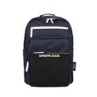 Couple Mesh-pocket Lettering Backpack