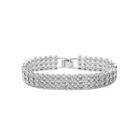 Fashion Bright Geometric Cubic Zirconia Three-row Bracelet 17cm Silver - One Size