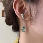 Rhinestone Drop Dangle Earring 1 Pc - Right Ear - Green - One Size