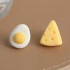 Egg & Cheese Asymmetrical Resin Earring 1 Pair - White & Yellow - One Size