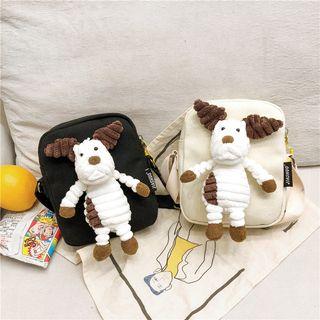 Canvas Crossbody Bag With Stuffed Animal