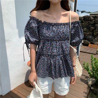 Off-shoulder Floral Top As Shown In Figure - One Size