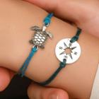 Set Of 2: Alloy Turtle / Compass String Bracelet
