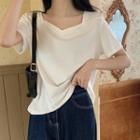Short-sleeve Square-neck Wide Top