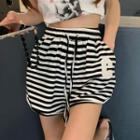 Striped Wide Leg Sweatshorts Stripes - Black & White - One Size