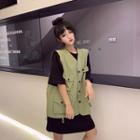 Single Breasted Vest / Elbow-sleeve T-shirt