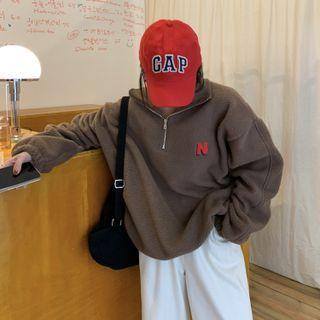 Long-sleeve Half-zip Furry Sweatshirt