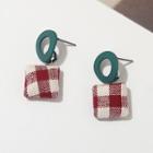 Plaid Square Dangle Earring 1 - 1 Pair - As Shown In Figure - One Size