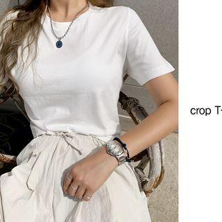 Plain Cotton T-shirt Ivory - One Size