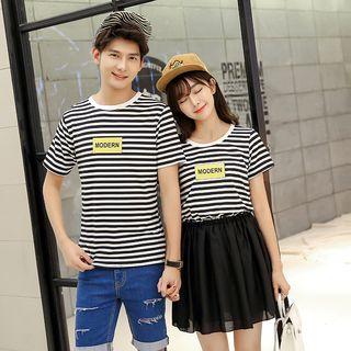 Couple Matching Striped T-shirt / Short-sleeve Dress