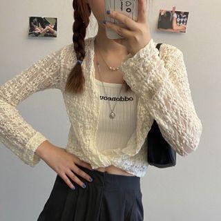 Spaghetti Strap Top / Lace Light Jacket