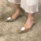 Satin Pointed Kitten-heel Sandals