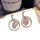 Heart Drop Earring Pink - 1 Pair - One Size