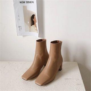 Square-neck Chunky-heel Ankle Boots