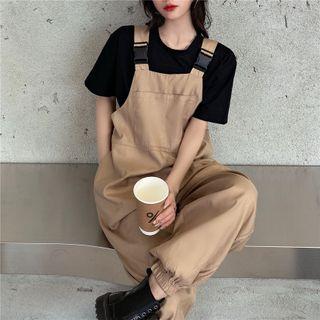 Plain Snap Buckle Jumper Pants