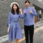 Couple Matching Long-sleeve Plaid Shirt / Dress