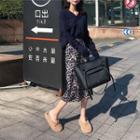 Set: V-neck Plain Sweater + Leopard Pencil Skirt
