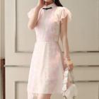 Short-sleeve Floral Chiffon Qipao