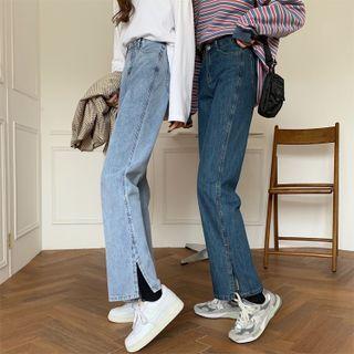 Slit-hem Loose Fit Jeans