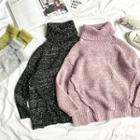 Loose-fit Turtle-neck Cropped Sweater