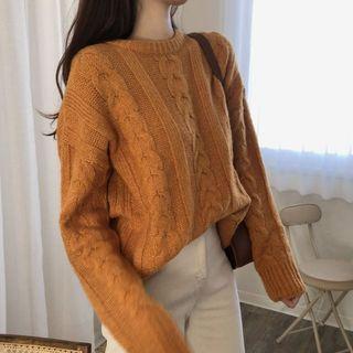 Crew Neck Cable Knit Sweater