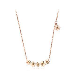 Fashion Simple Plated Gold 316l Stainless Steel Small Daisy Necklace Rose Gold - One Size