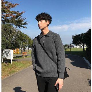 Collared Boxy Knit Pullover