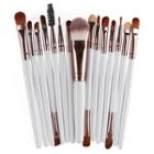Set Of 15: Makeup Brush White Handle - Coffee Brush - One Size