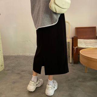 Plain Slit-back Knit Skirt