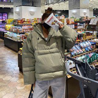 Kangaroo-pocket Padded Anorak Hoodie