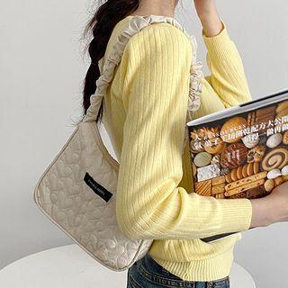 Heart Embroidered Hobo Bag