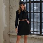 Ribbon Belted Mini Shirtdress