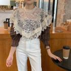 Lace Panel Blouse Coffee - One Size