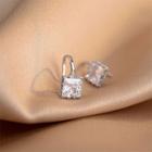 Square Rhinestone Sterling Silver Earring 1 Pair - Silver - One Size
