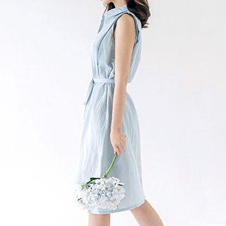 Plain Sleeveless Shirtdress