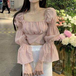 Ribbon Back Cropped Blouse