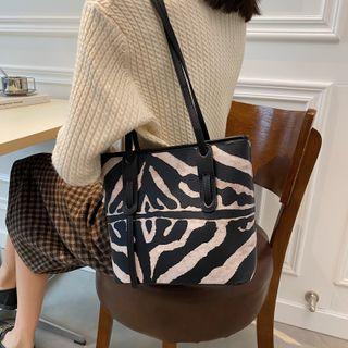 Animal Print Canvas Shoulder Bag
