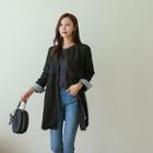 Contrast-cuff Button-side Zipped Parka